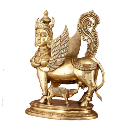 Brassaura™ Kamdhenu Cow Statue | 16.5 Inches Height | 14 Kgs Weight | Divine Brass Artistry