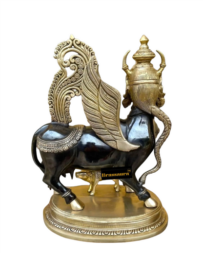 Brassaura™ Kamdhenu Cow Statue | 16.5 Inches Height | 14 Kgs Weight | Exquisite Brass Craftsmanship