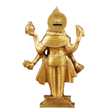 Brassaura™ Handcrafted Pure Brass Lord Dhanvantari Statue | 10 Inch Height | 2.7 KG Weight | Intricate Detailing