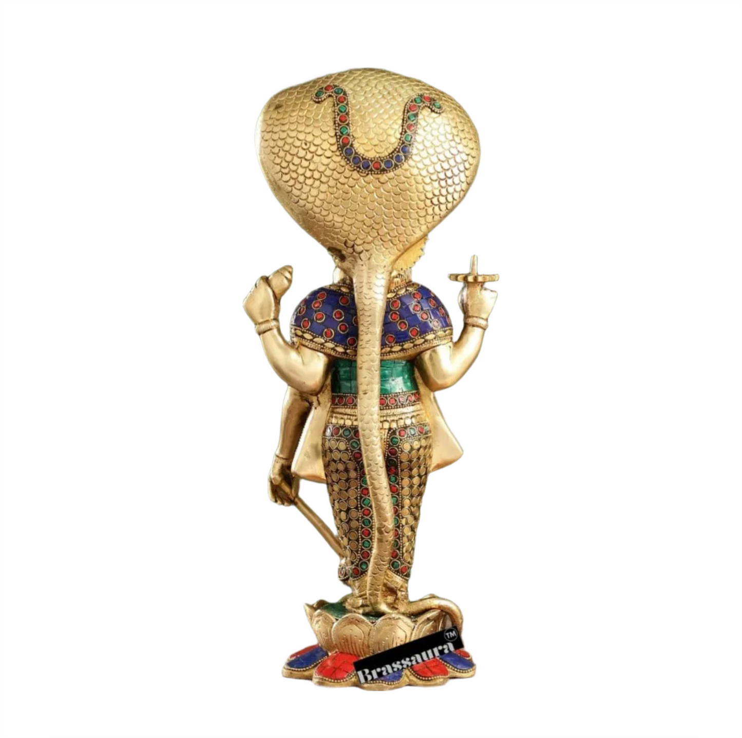 Brassaura™ Handcrafted Brass Lord Vishnu Statue | 17 Inch Height | 7 KG Weight | Intricate Detailing