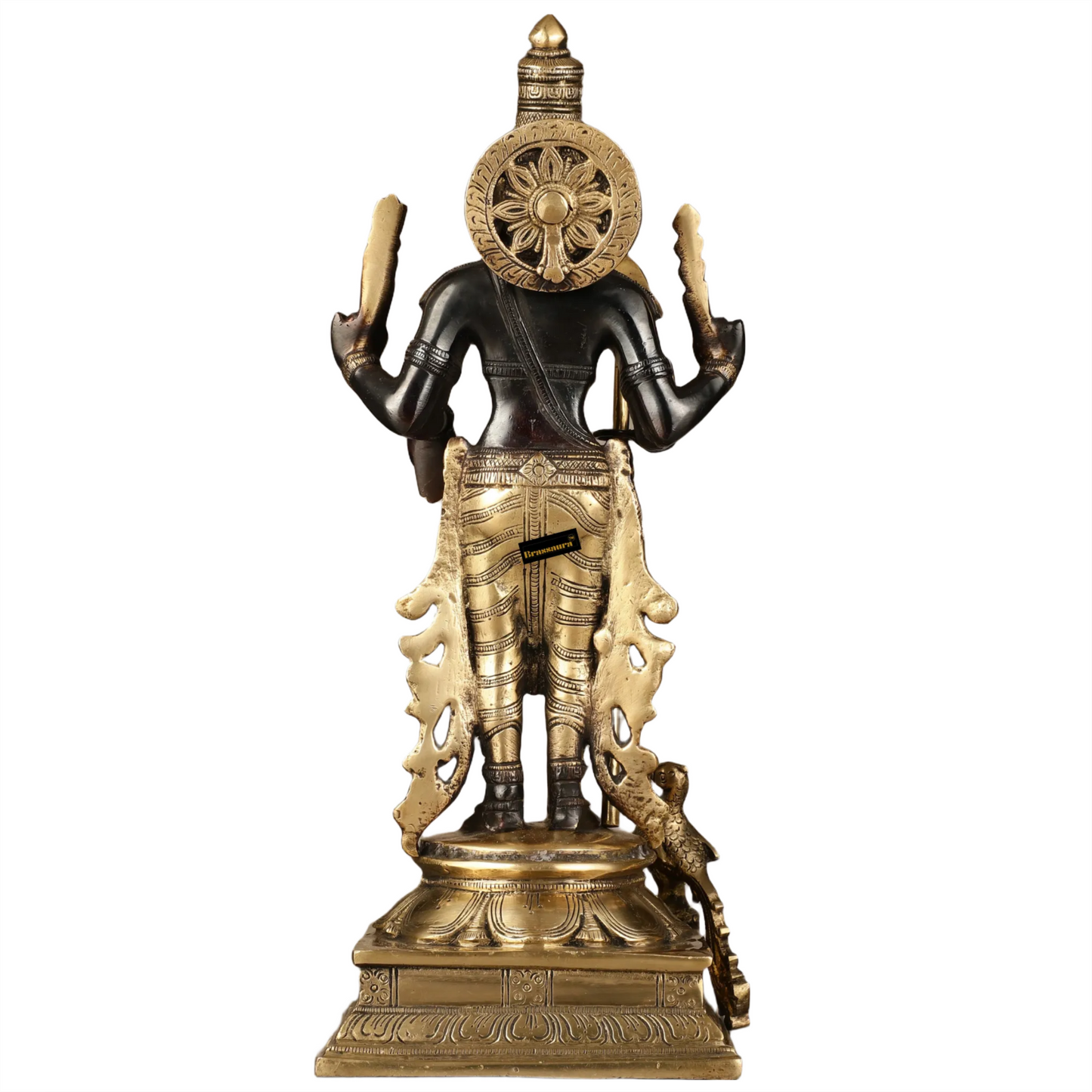 Brassaura™ Pure Brass Kartikeya Murugan Swamy Statue – 14 Inches Height, 4.45 Kg – Black Finish