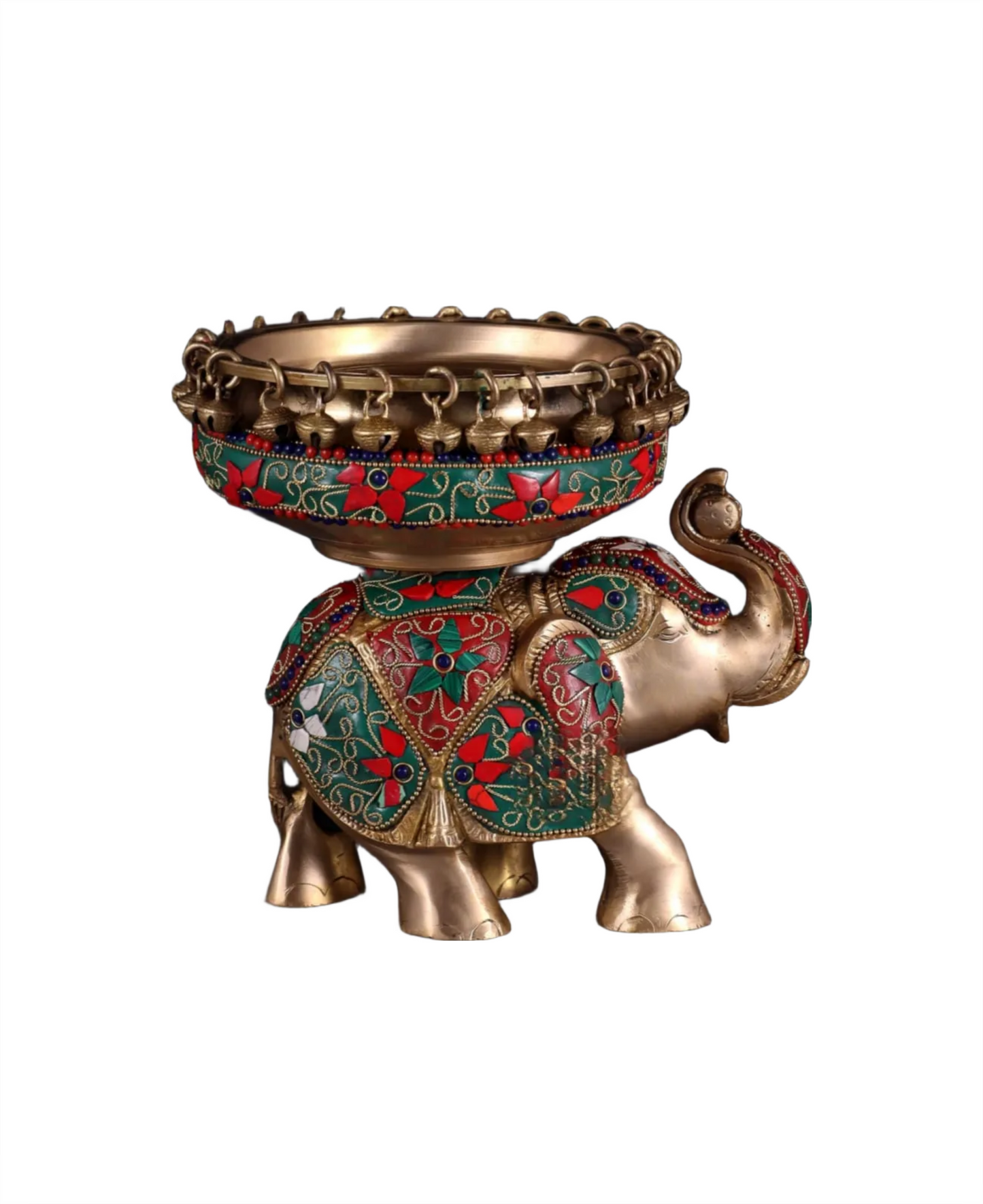 Brassaura™ Decorative Brass Elephant Urli Bowl – 3 Kg, 7.5 Inch Height – Floating Diya Bowl for Living Room & Entrance Decor