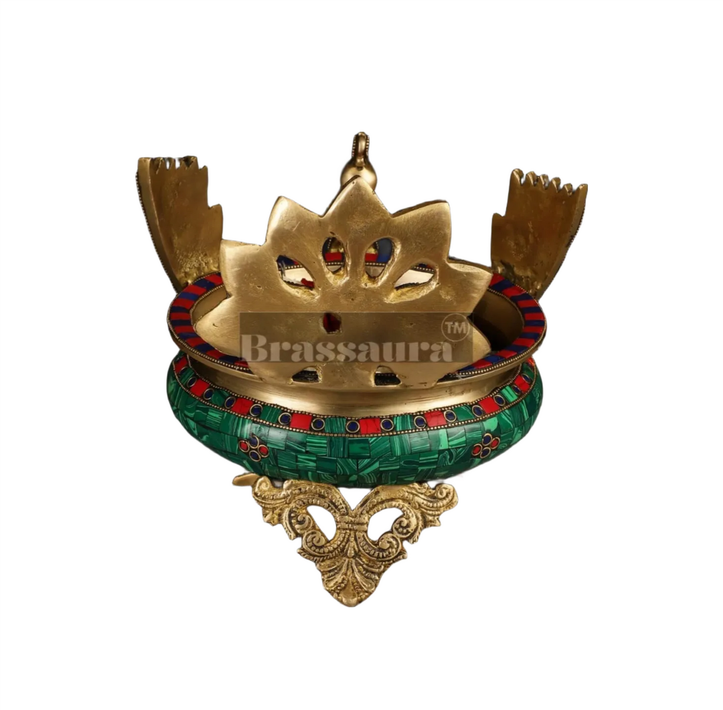 Brassaura™ Brass Peacock Shaped Urli Bowl with Stand – 2 kgs, 9 Inches Height – Elegant Handcrafted Home Decor