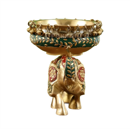 Brassaura™ Classic Brass Urli Bowl – 3 kgs, 7.5 Inches Height – Decorative Floral & Diya Bowl for Home Decor