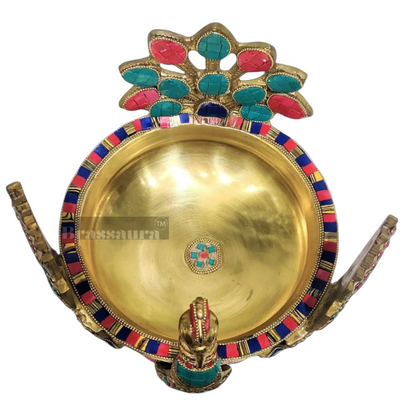 Brassaura™ Intricately Handcrafted Brass Urli – 2 kgs, 9 Inches Height – Traditional Decorative Bowl for Home Ambiance