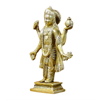 Brassaura™ Lord Dhanvantari Brass Statue – 10 Inches Height, 2.7 Kgs Weight | Symbol of Healing & Ayurveda
