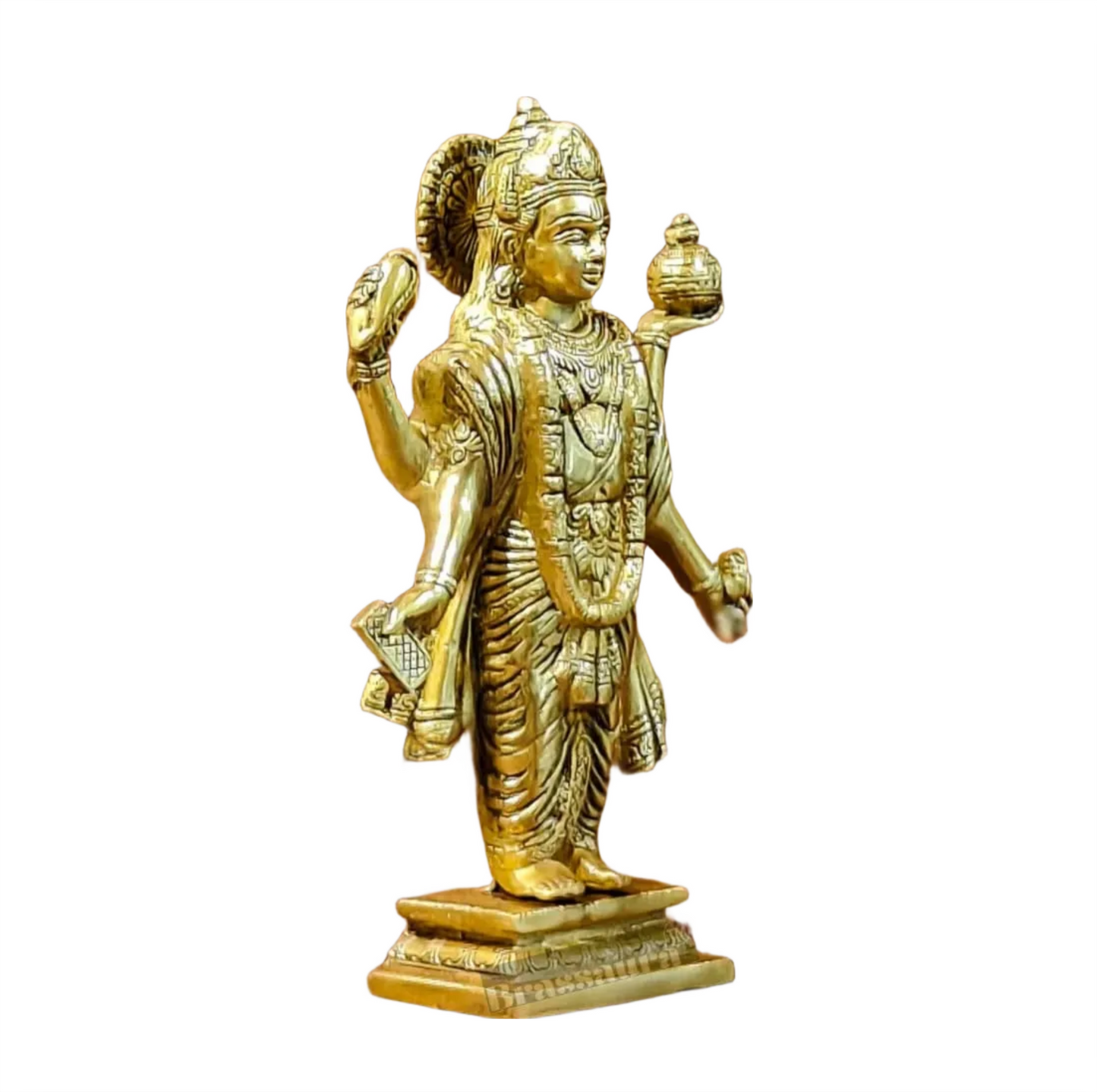 Brassaura™ Lord Dhanvantari Brass Statue – 10 Inches Height, 2.7 Kgs Weight | Symbol of Healing & Ayurveda
