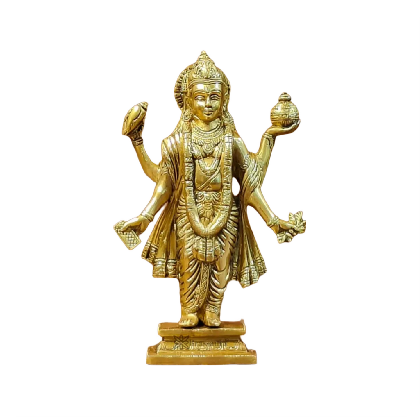 Brassaura™ Lord Dhanvantari Brass Statue – 10 Inches Height, 2.7 Kgs Weight | Symbol of Healing & Ayurveda