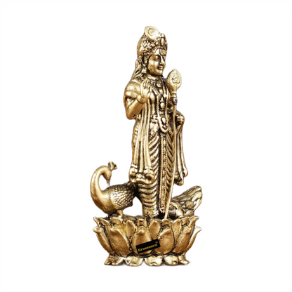 Brassaura™ Pure Brass Murugan Kartikeya Idol – 3 Inches Height, 72 Grams – Miniature Handcrafted Brass Statue