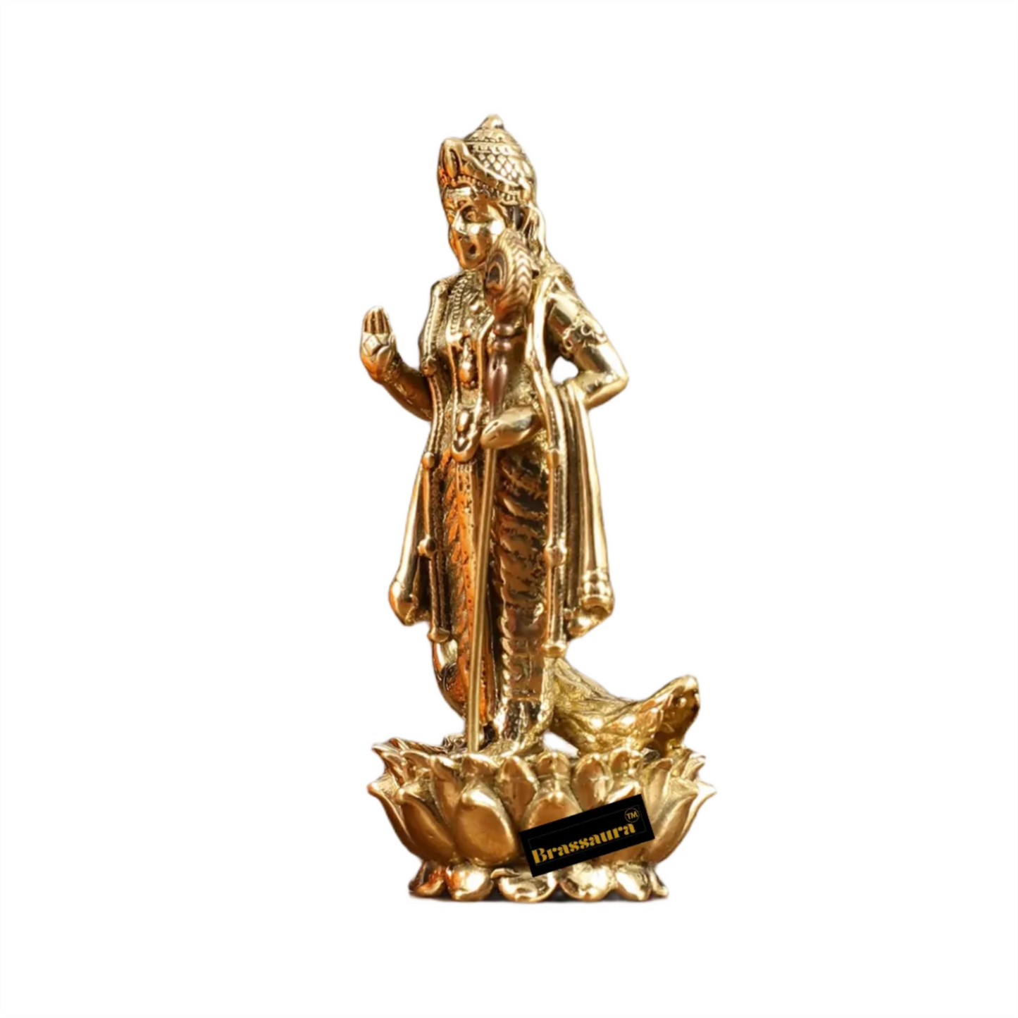 Brassaura™ Pure Brass Small Murugan Idol – 2.5 Inches Height, 30 Grams – Compact Handcrafted Brass Statue