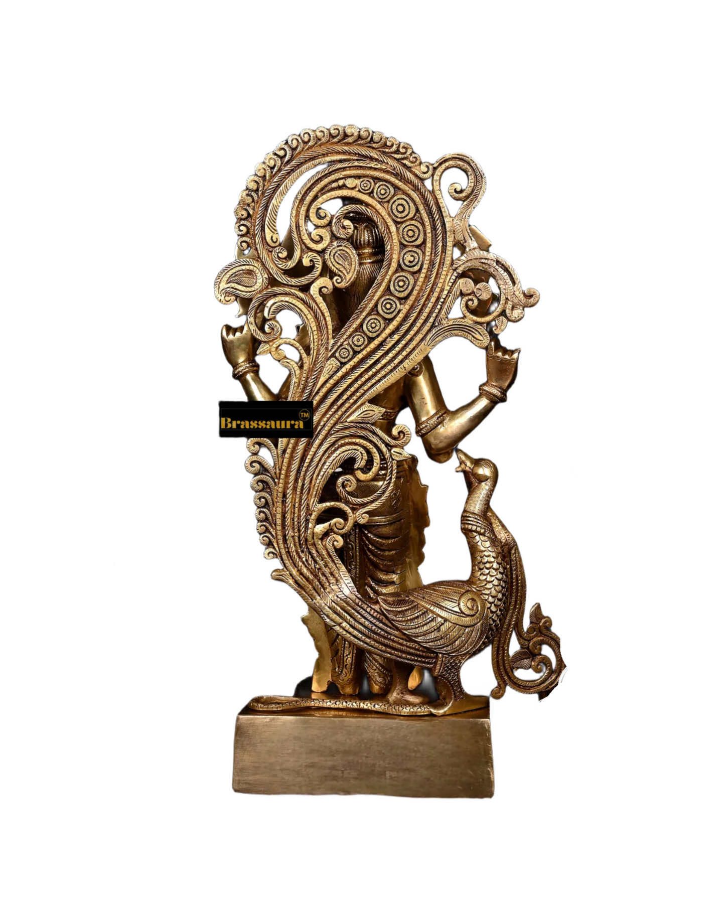 Brassaura™ Handcrafted Lord Murugan Statue in Superfine Brass – 20 Inches Height, 15 Kgs – With Peacock & Cobra