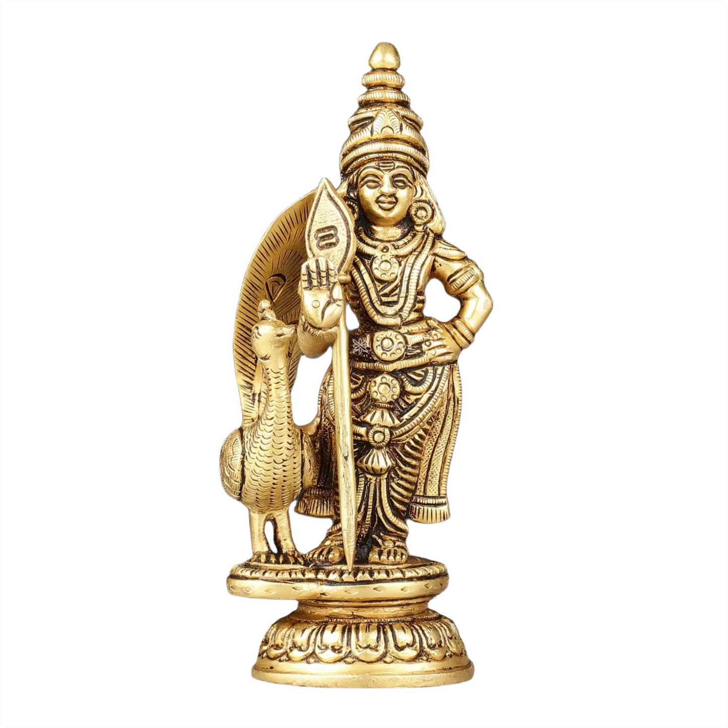 Brassaura™ Pure Brass Balmurugan Idol – 6 Inches Height, 780 Grams – Handcrafted Spiritual Statue