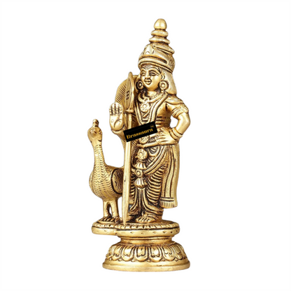 Brassaura™ Pure Brass Balmurugan Idol – 6 Inches Height, 780 Grams – Handcrafted Spiritual Statue