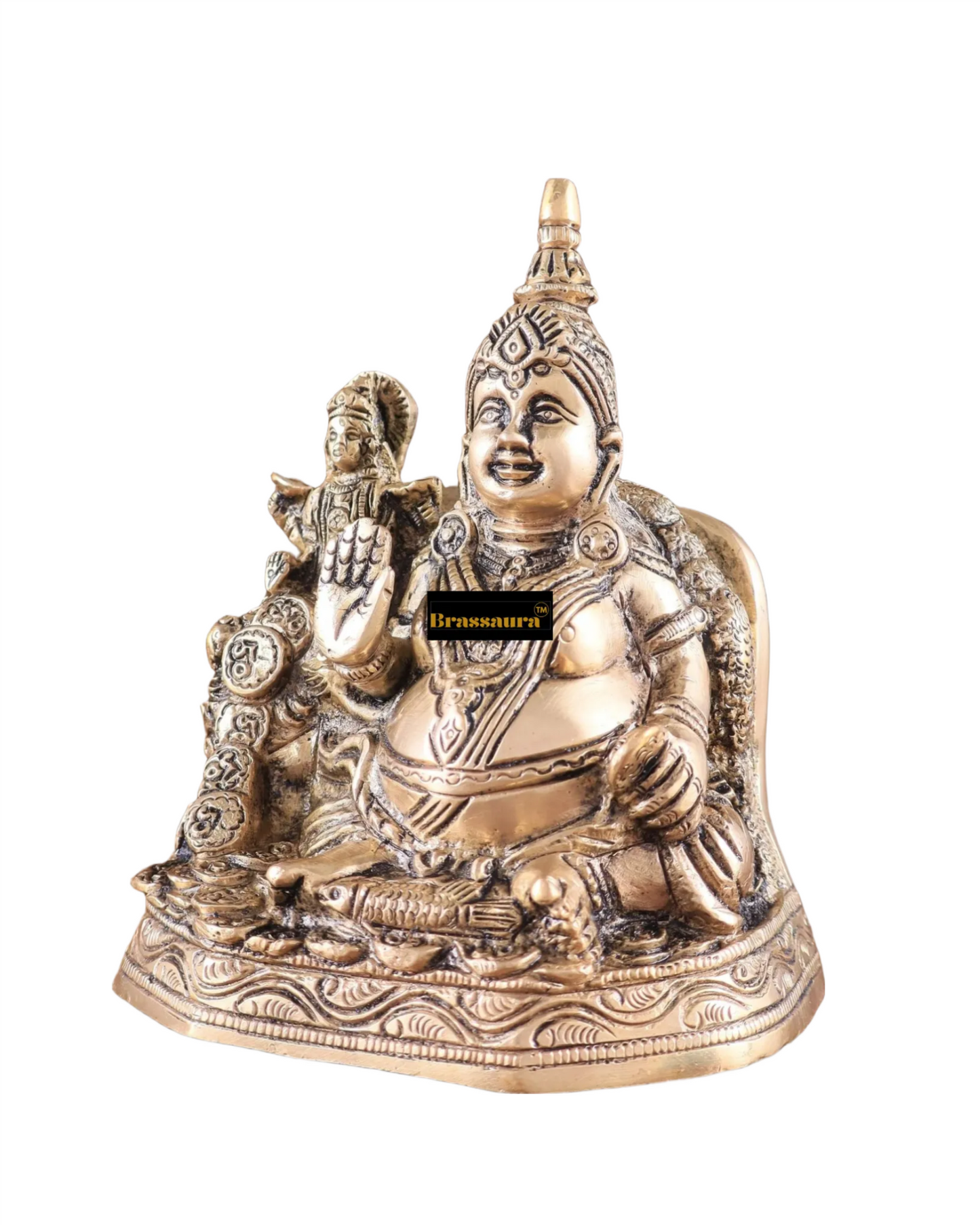 Brassaura™ Vastu Kuber Ji Idol – 6.25 inch | 1.9 kg – Handcrafted Pure Brass Statue for Wealth & Prosperity