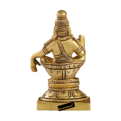 Brassaura™ Brass Lord Ayyappan Swamy Idol – 5 inch | 0.9 kg | Superfine Brass Statue with Bow & Arrow for Home Temple & Decor