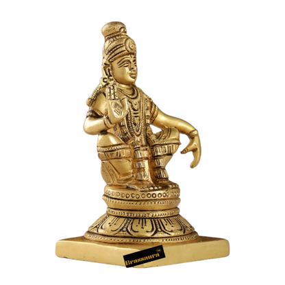 Brassaura™ Brass Lord Ayyappan Swamy Idol – 5 inch | 0.9 kg | Superfine Brass Statue with Bow & Arrow for Home Temple & Decor