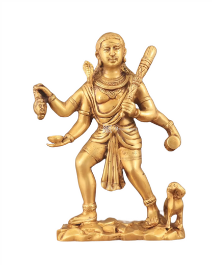 Brassaura™ Brass Batuk Bhairava Idol – 15 inch | 7.5 kg | Golden Finish | Large Handcrafted Statue for Protection & Home Temple Decor