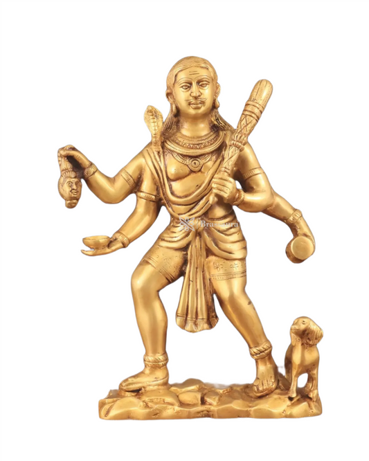 Brassaura™ Brass Batuk Bhairava Idol – 15 inch | 7.5 kg | Golden Finish | Large Handcrafted Statue for Protection & Home Temple Decor