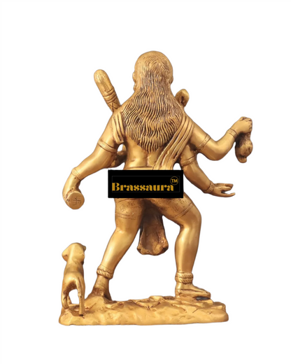 Brassaura™ Brass Batuk Bhairava Idol – 15 inch | 7.5 kg | Golden Finish | Large Handcrafted Statue for Protection & Home Temple Decor