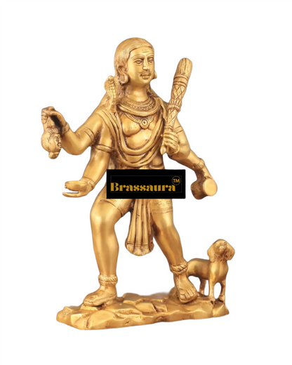 Brassaura™ Brass Batuk Bhairava Idol – 15 inch | 7.5 kg | Golden Finish | Large Handcrafted Statue for Protection & Home Temple Decor