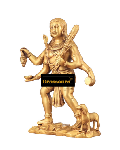 Brassaura™ Brass Batuk Bhairava Idol – 15 inch | 7.5 kg | Golden Finish | Large Handcrafted Statue for Protection & Home Temple Decor