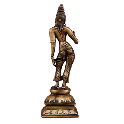 Brassaura™ Pure Brass Devi Parvati Uma Idol – 10 Inch Height, 1.5 Kg Weight – Vintage Finish Standing Statue