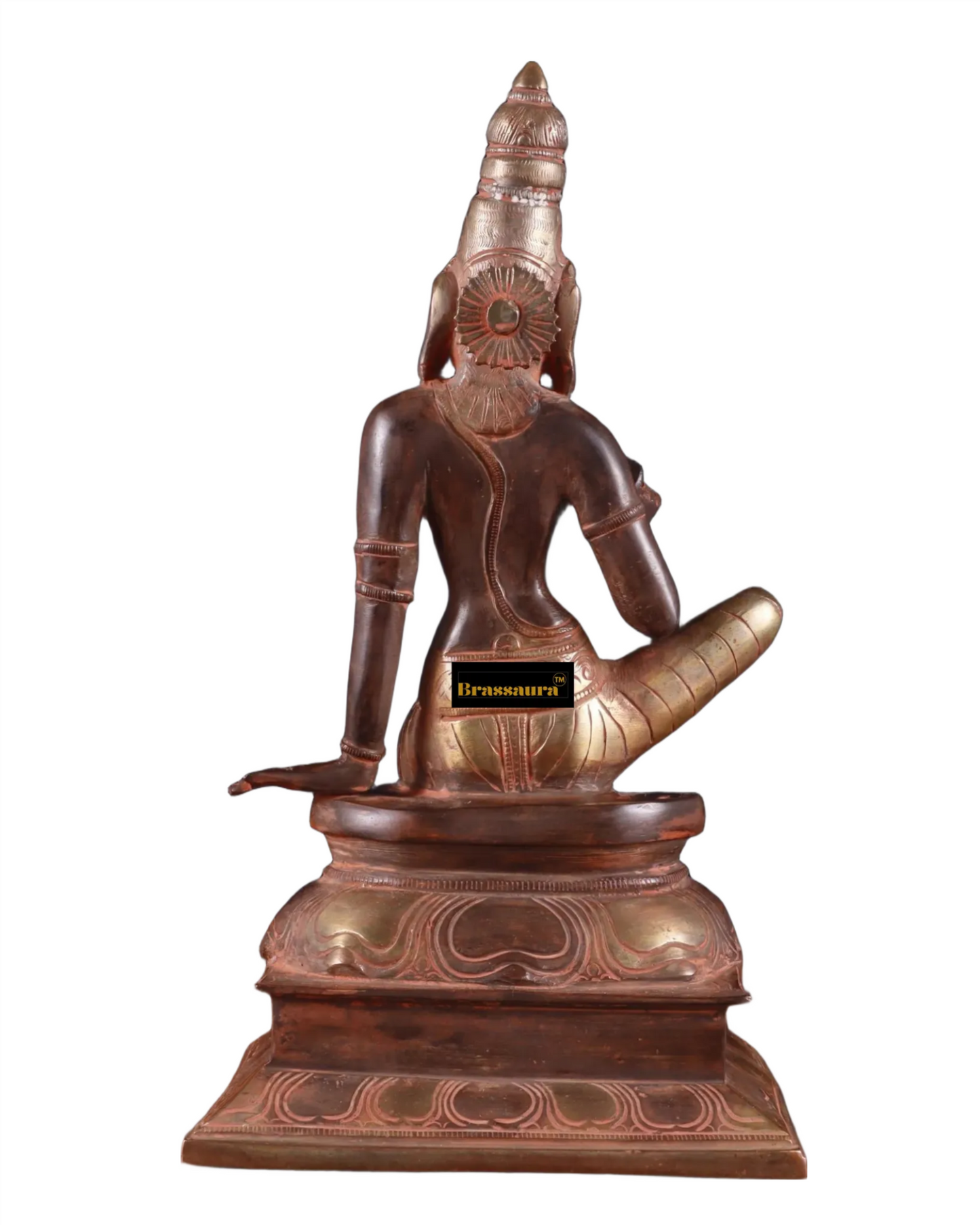 Brassaura™ Pure Brass Seated Parvati Idol – 12 Inch Height, 4.06 Kg Weight – Black & Red Patina Finish Statue