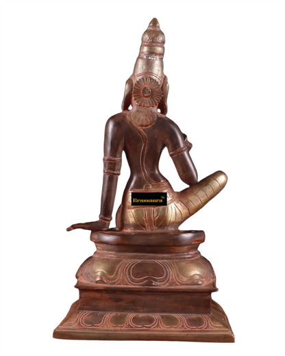 Brassaura™ Pure Brass Seated Parvati Idol – 12 Inch Height, 4.06 Kg Weight – Black & Red Patina Finish Statue