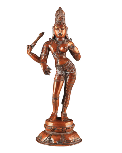 Brassaura™ Pure Brass Ardhanarishwara Idol – 12.5 Inch Height, 3.170 Kg Weight – Vintage Crafted Sculpture