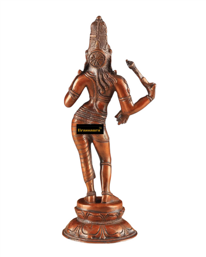 Brassaura™ Pure Brass Ardhanarishwara Idol – 12.5 Inch Height, 3.170 Kg Weight – Vintage Crafted Sculpture