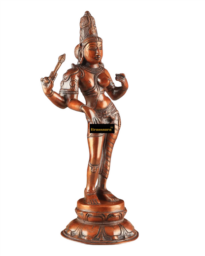 Brassaura™ Pure Brass Ardhanarishwara Idol – 12.5 Inch Height, 3.170 Kg Weight – Vintage Crafted Sculpture