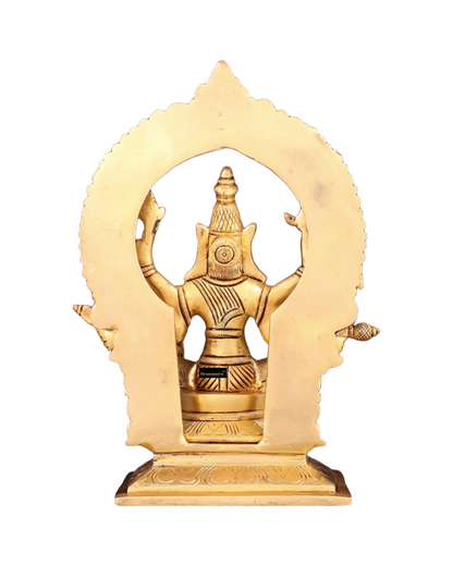 Brassaura™ Pure Brass Varahi Amman Idol – 8 Inch Height, 2 Kg Weight – Handcrafted Seated Goddess Statue with Prabhavali