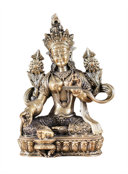Brassaura™ Brass Green Tara Idol – Height 4.5 Inches, Weight 0.2 Kgs