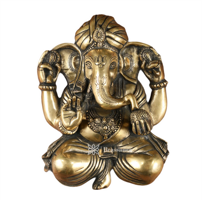 Brassaura™ Brass Full Body Lord Ganesha Wall Hanging – 14" Height, 6.5 kg – Intricately Handcrafted Décor