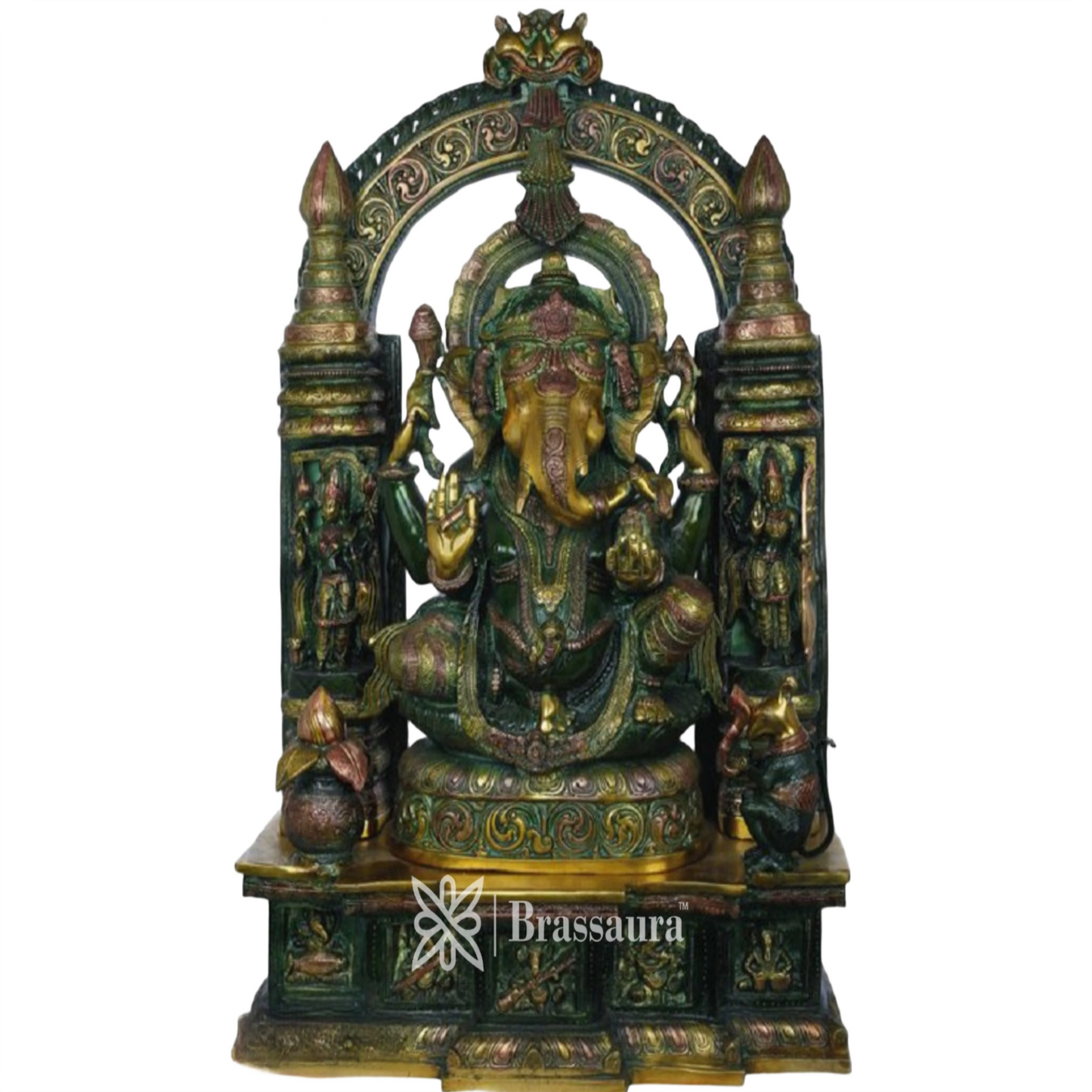 Brassaura™ Brass Standing Ganesha Statue for Home and Decor | Weight 66 Kgs | Height 33 Inches