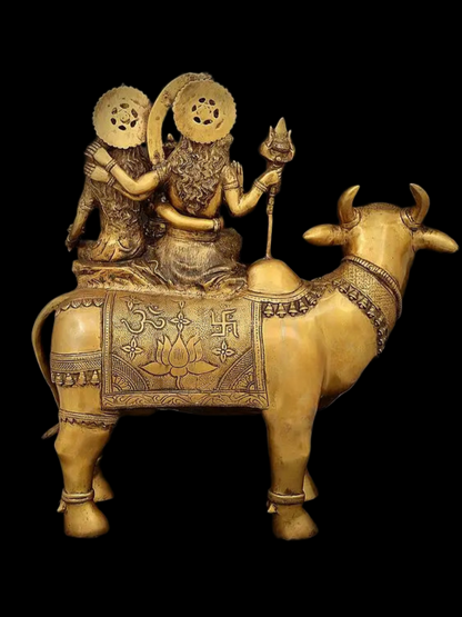 Brassaura® Brass Shiva Family on Nandi Statue | Height 26 Inches & Weight 31.60 kg