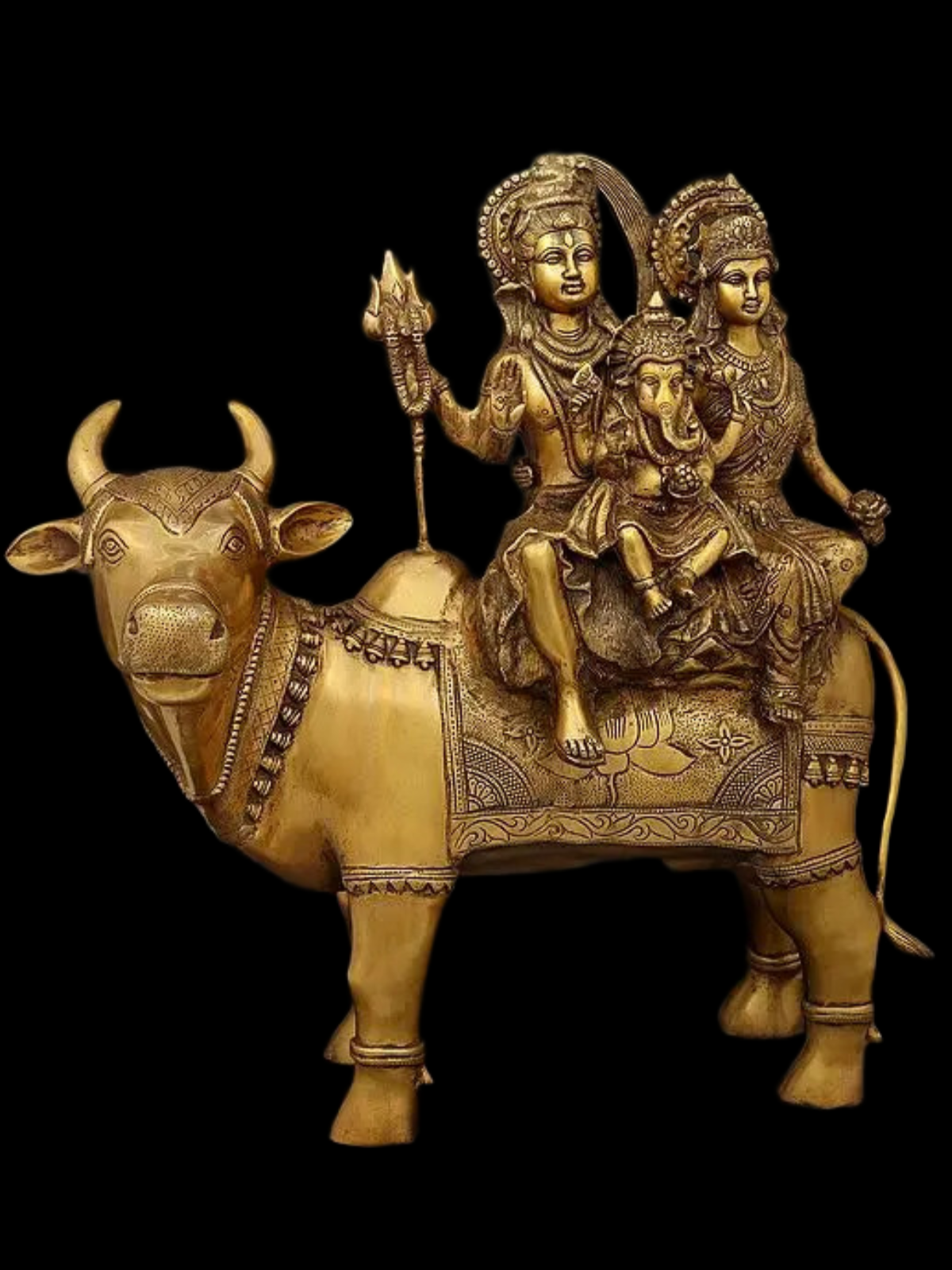 Brassaura® Brass Shiva Family on Nandi Statue | Height 26 Inches & Weight 31.60 kg