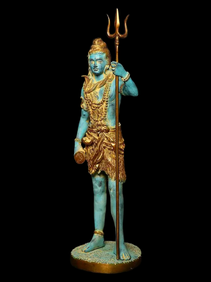 Brassaura™ Standing Lord Shiva Idol with Trishul | Height 26 Inches & Weight 10 kgs
