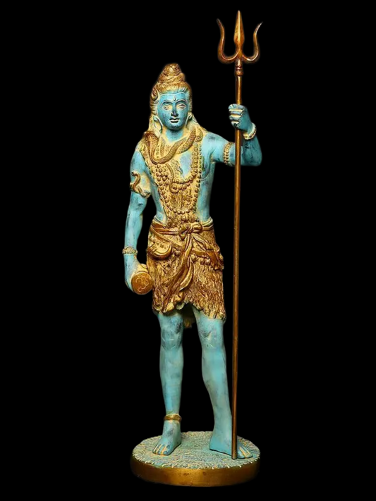Brassaura™ Standing Lord Shiva Idol with Trishul | Height 26 Inches & Weight 10 kgs