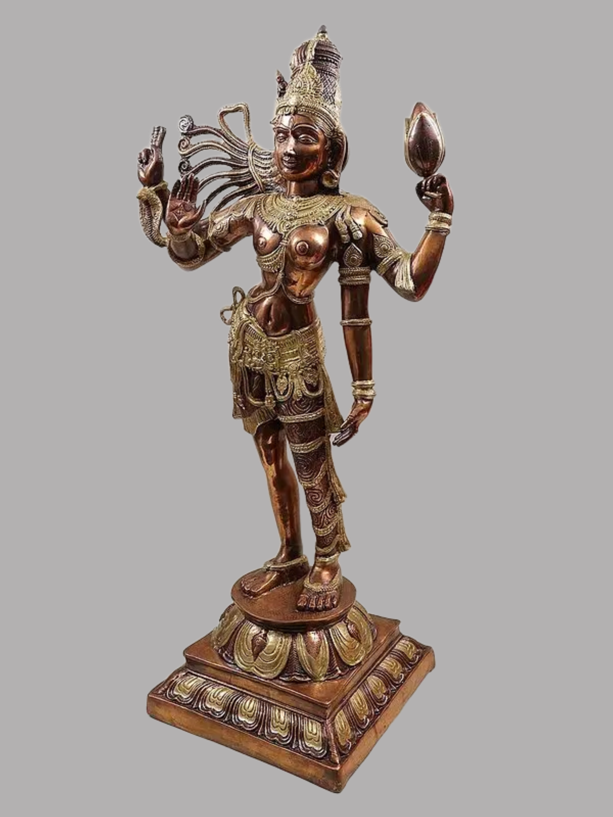 Brassaura® Brass Ardhanarishwara Statue | Height 40 Inches & Weight 25.80 kg