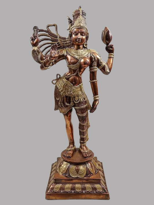 Brassaura® Brass Ardhanarishwara Statue | Height 40 Inches & Weight 25.80 kg
