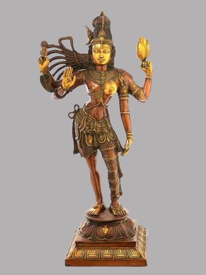 Brassaura® Brass Ardhanarishwara Statue | Height 40 Inches & Weight 25.80 kg