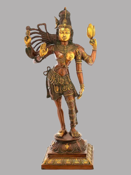 Brassaura® Brass Ardhanarishwara Statue | Height 40 Inches & Weight 25.80 kg