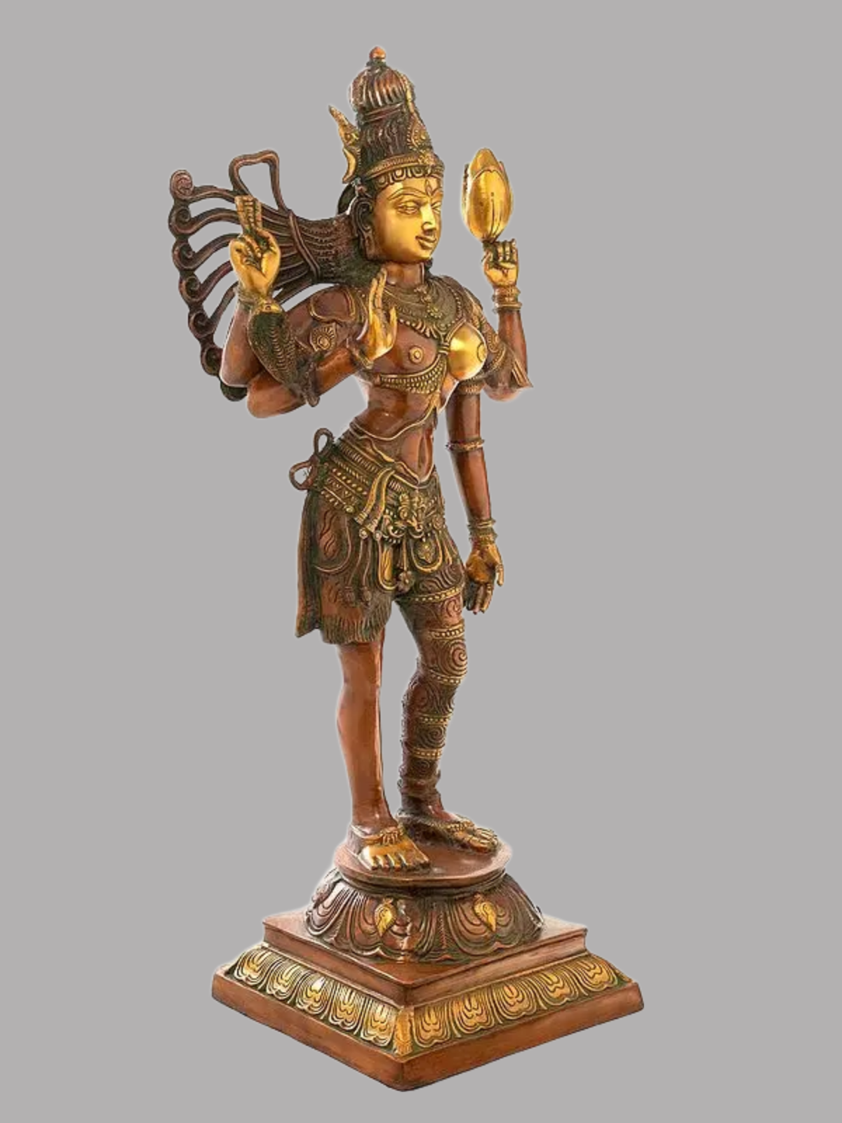 Brassaura® Brass Ardhanarishwara Statue | Height 40 Inches & Weight 25.80 kg
