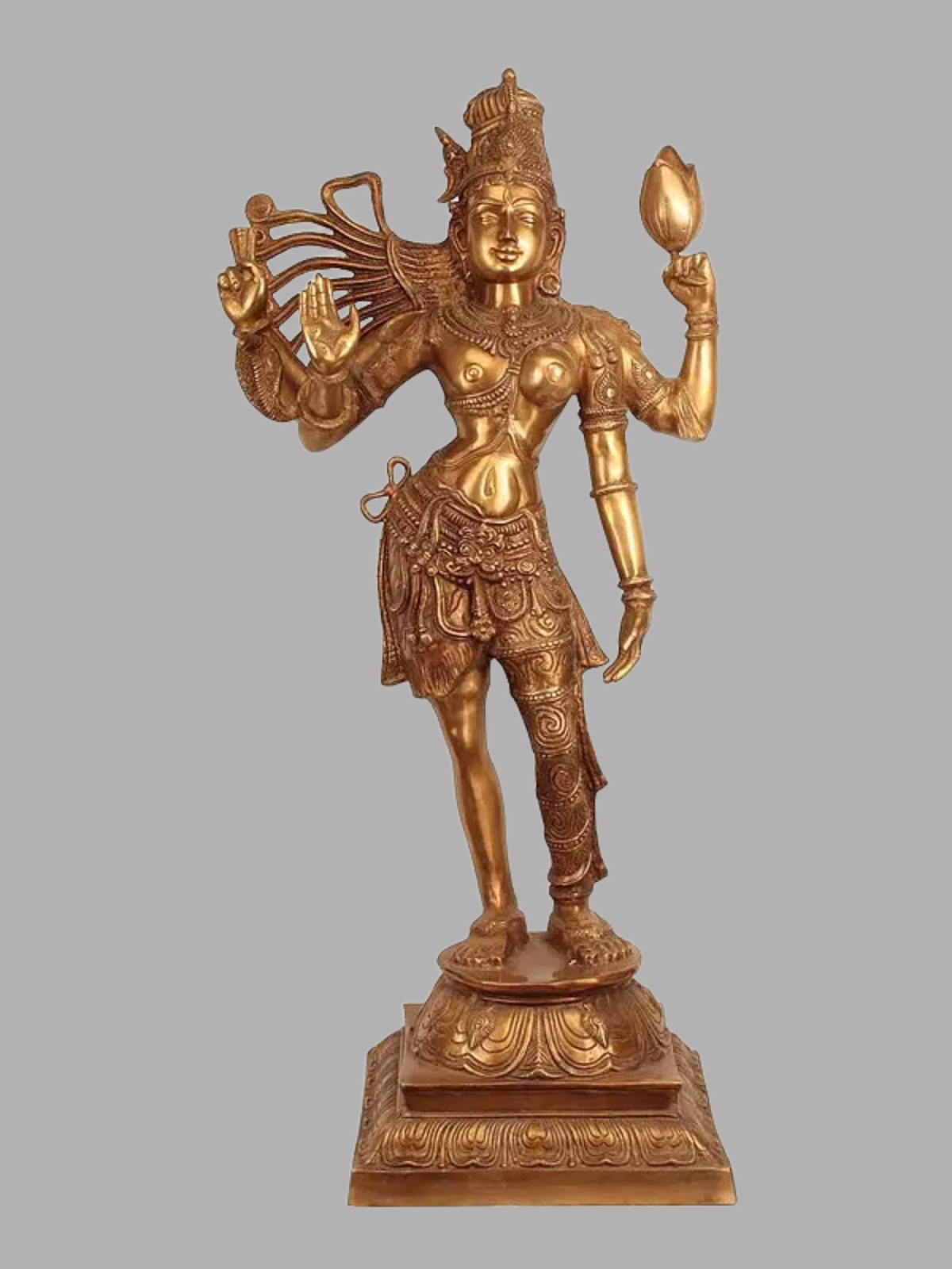 Brassaura® Brass Ardhanarishwara Statue | Height 40 Inches & Weight 25.80 kg