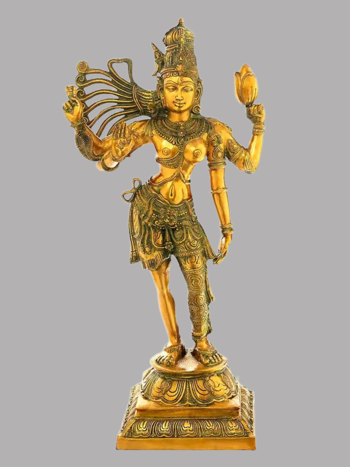 Brassaura® Brass Ardhanarishwara Statue | Height 40 Inches & Weight 25.80 kg