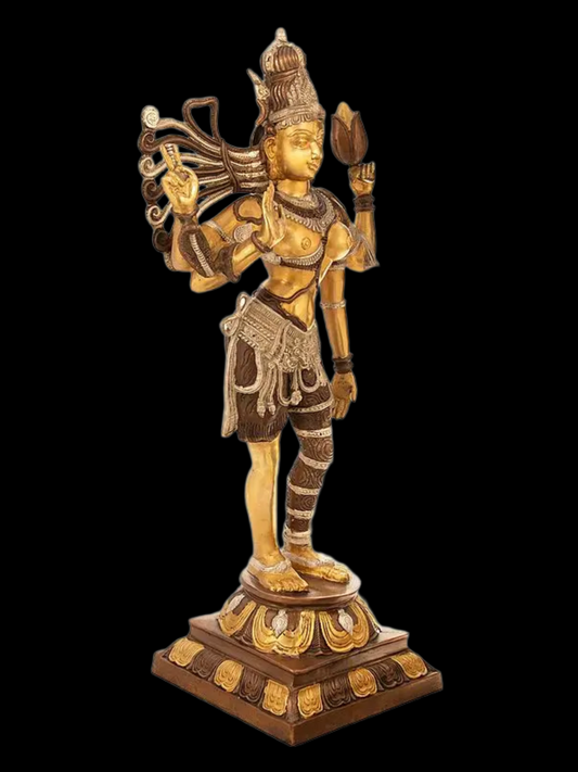 Brassaura® Brass Ardhanarishwara Statue | Height 40 Inches & Weight 25.80 kg
