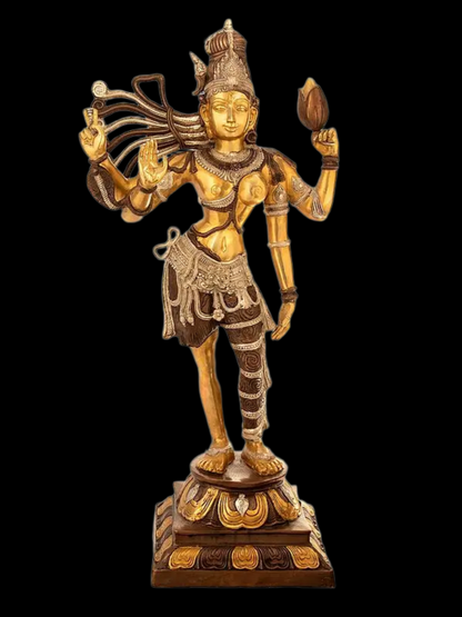 Brassaura® Brass Ardhanarishwara Statue | Height 40 Inches & Weight 25.80 kg