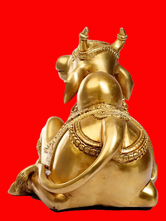 Brassaura® Brass Nandi Statue | Pure Superfine Brass Handcrafted Murti | Brass Statue for Home Temple, Pooja Room | Height 8.1 Inches | Weight 7.69 Kgs
