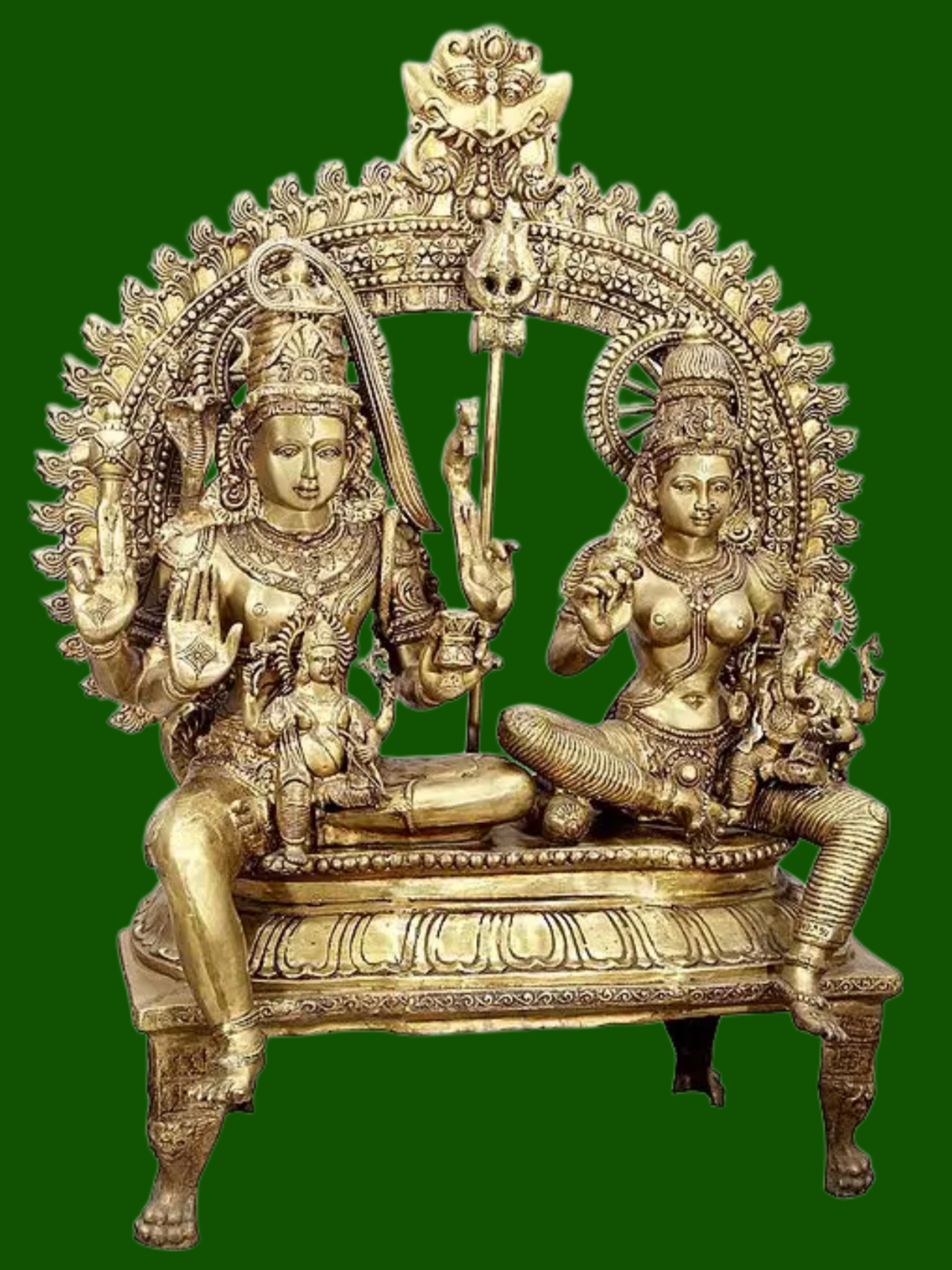 Brassaura® Brass Shiv Family Statue | Height 54 Inches & Weight 138 kg